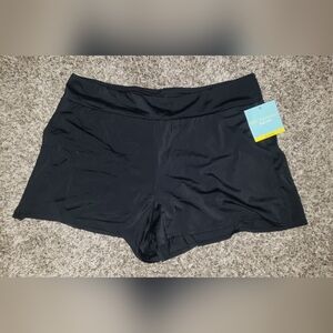 NWT Bal Harbour| Women's Black Swim Shorts with Attached Bikini Bottom